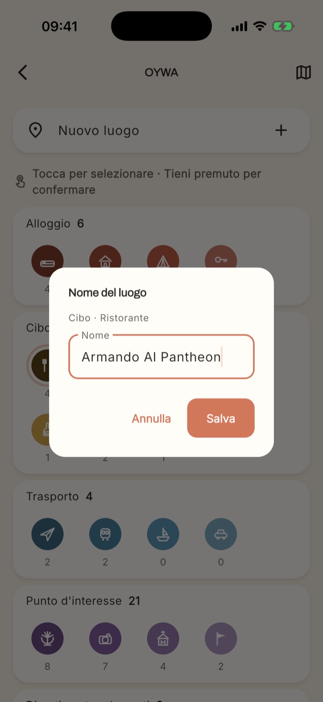 Inserimento rapido: dopo il voto, l'app chiede solo il nome del ristorante